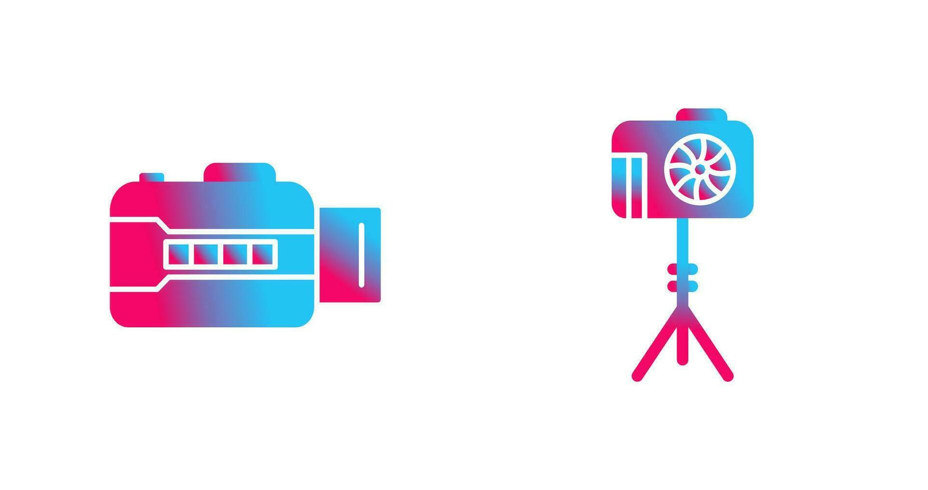 open camera and camera stand  Icon vector