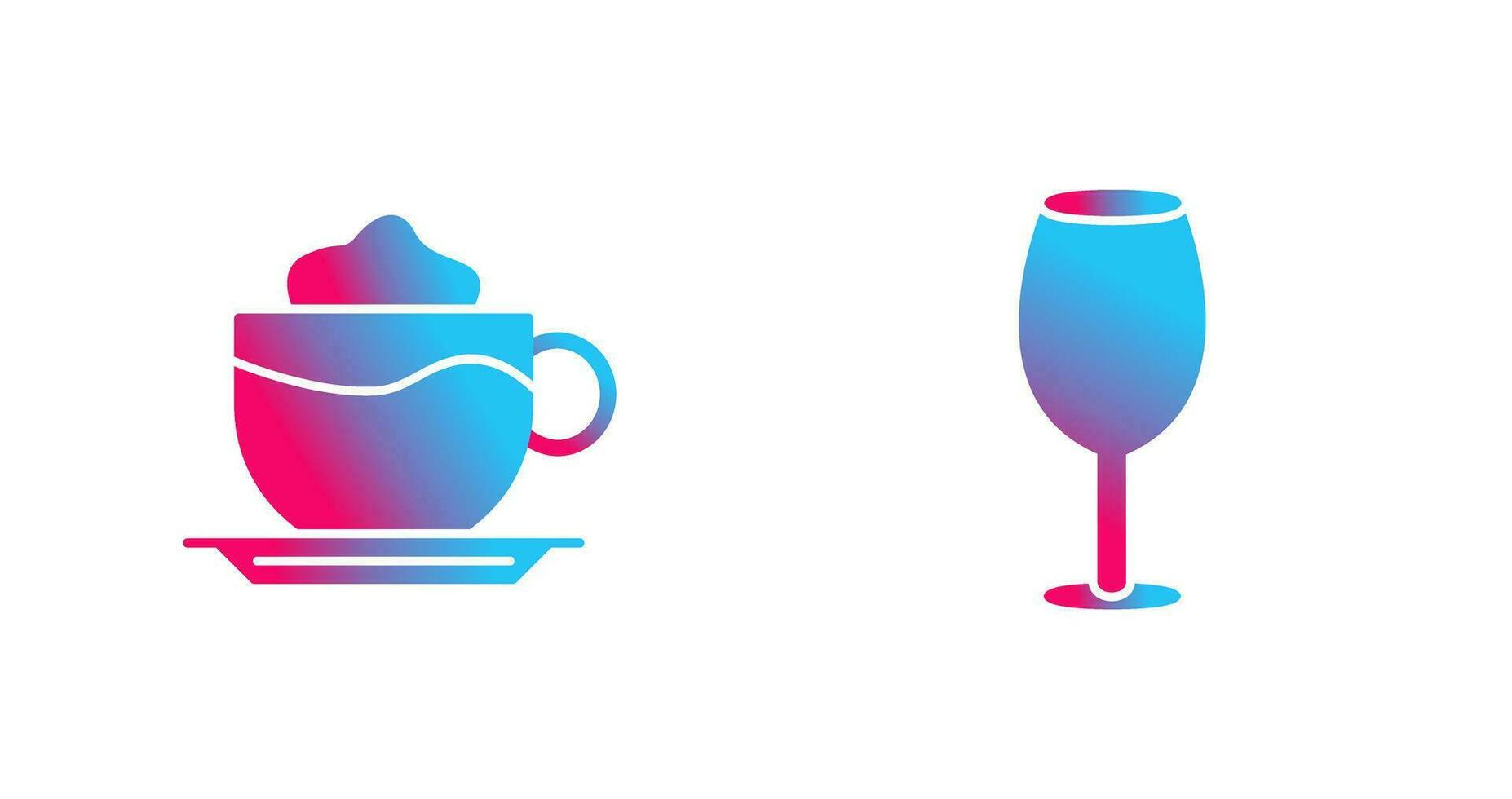 latté y vino vaso icono vector