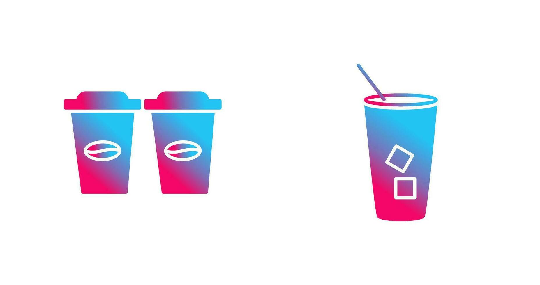 two coffees and Iced Coffee Icon vector