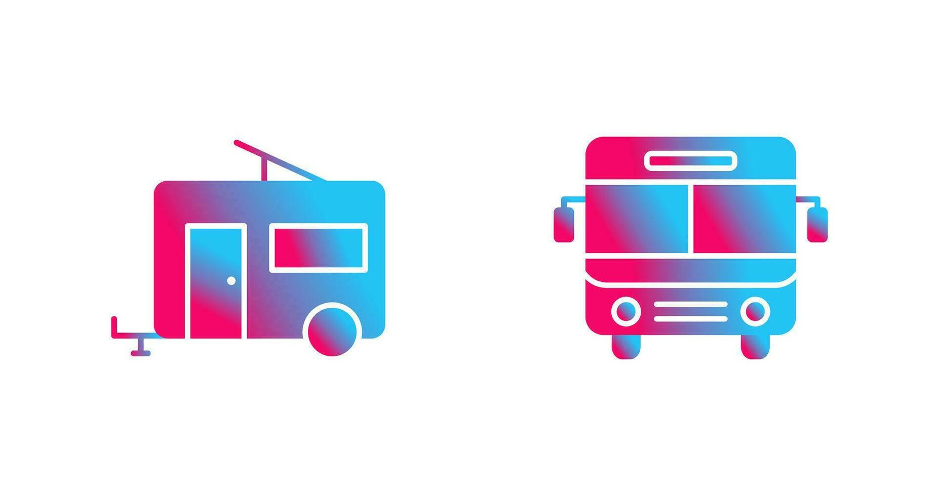 autobús y remolque icono vector