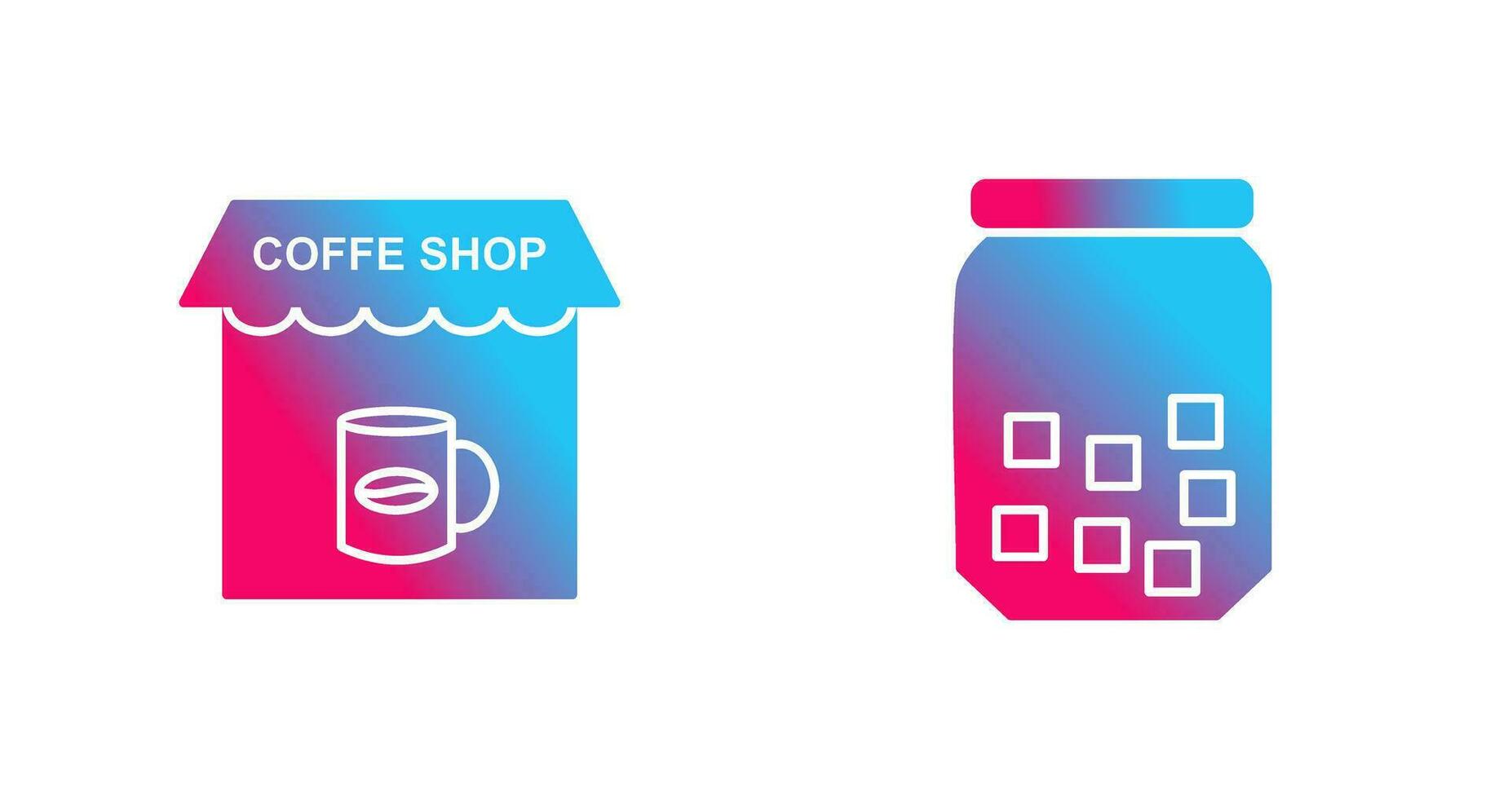 Coffee Shop And sugar Bottle  Icon vector