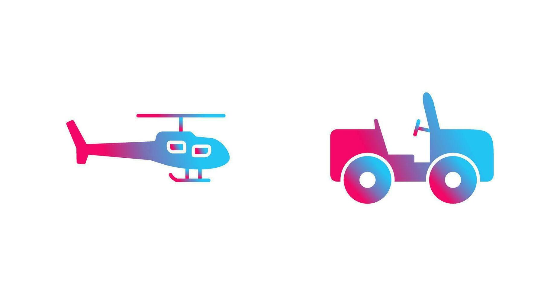 helicóptero y safari icono vector