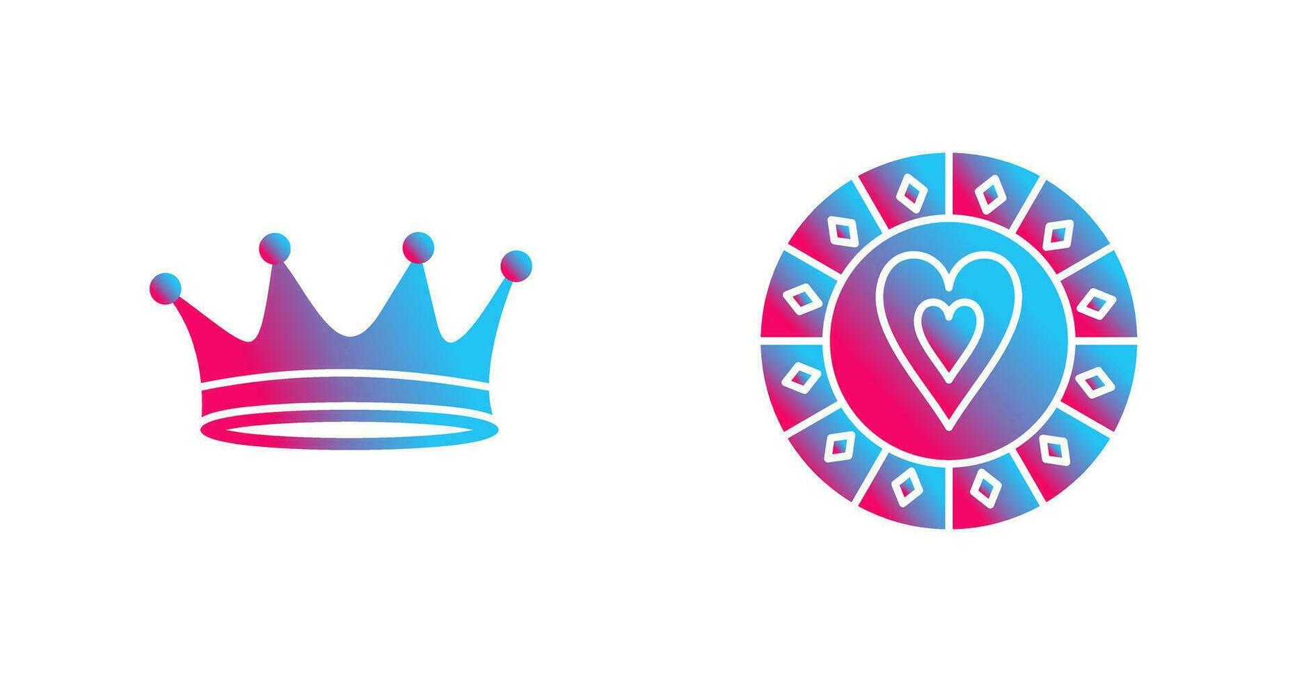 king crown and heart chip Icon vector