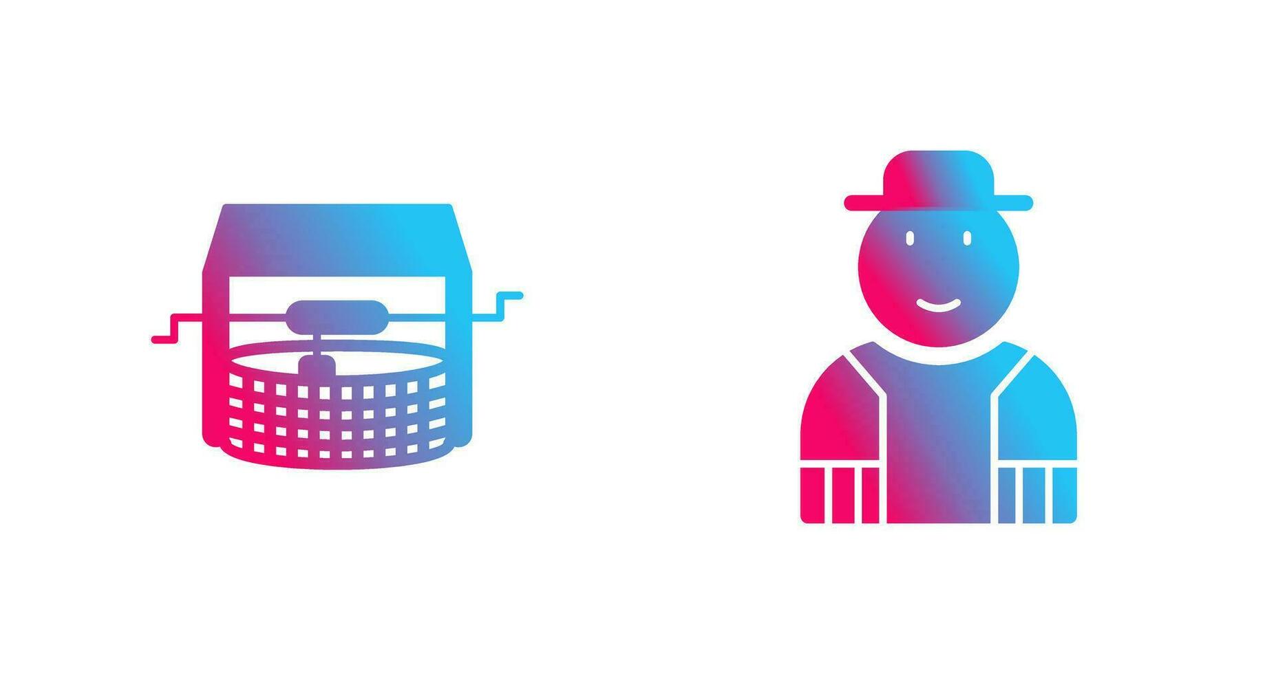 Watwer Well and Gardener Icon vector
