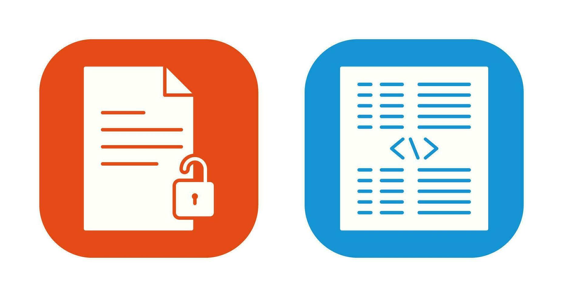 unlock document and piece of code Icon vector