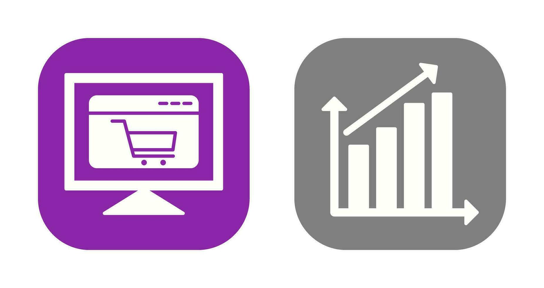 ecommerce website and rising statistics Icon vector