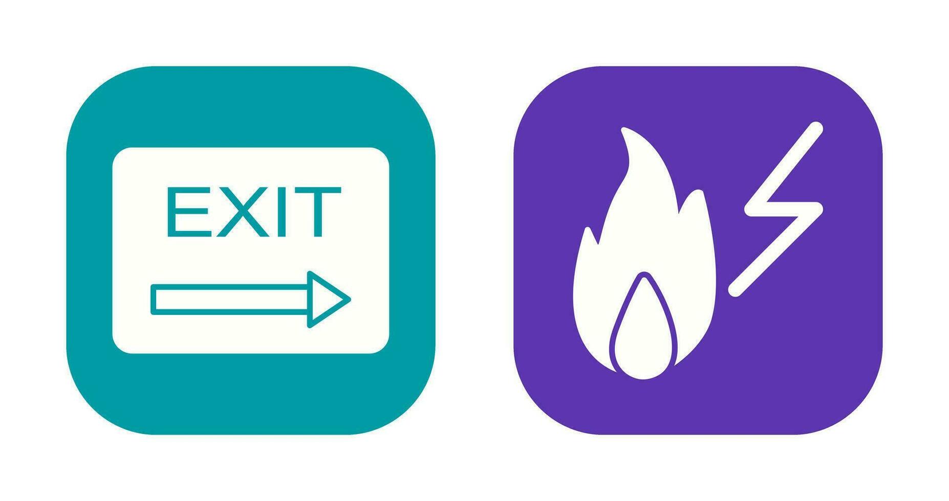 exit and electricity fire Icon vector