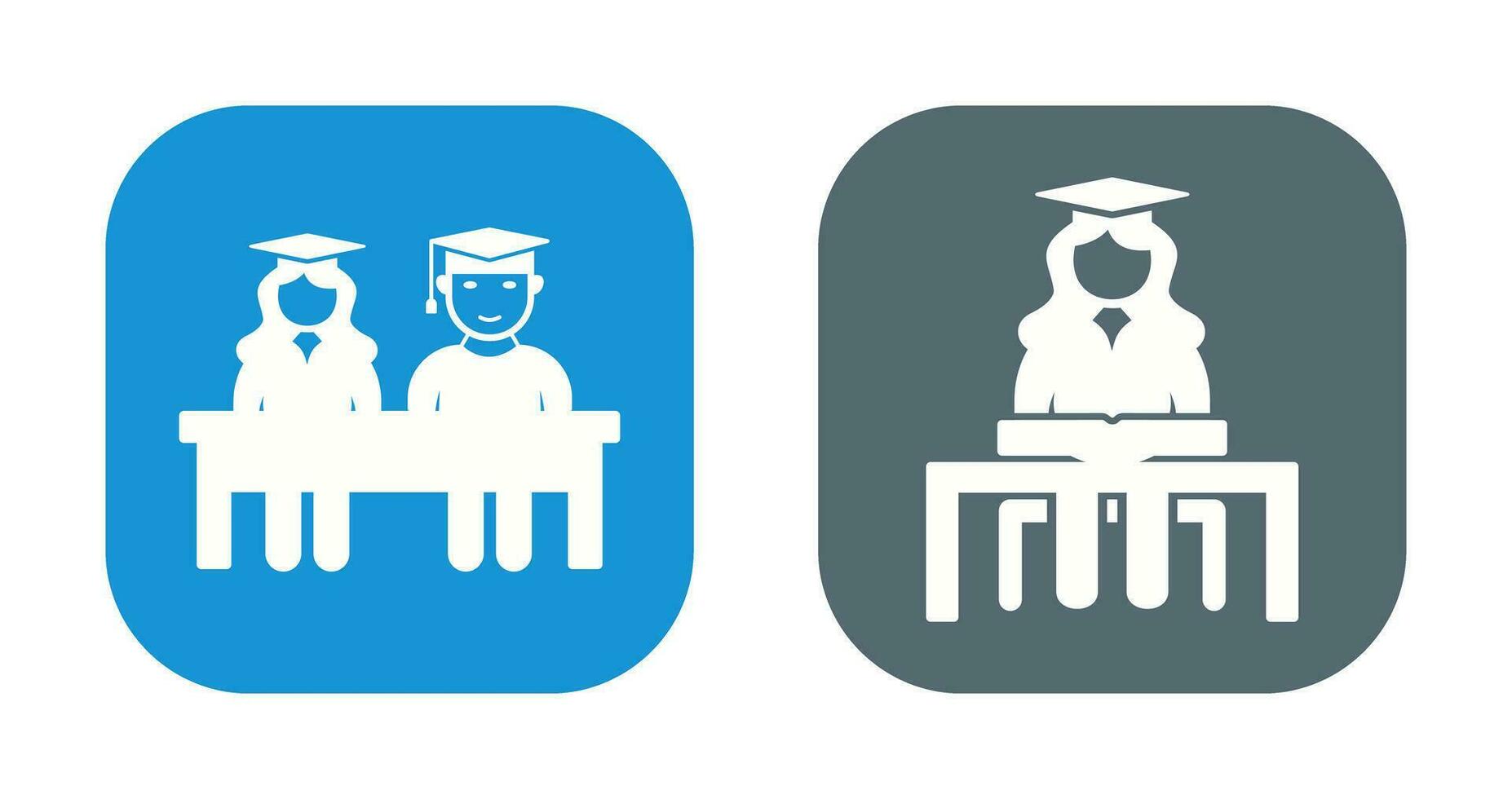 Students Sitting and Female Student Icon vector