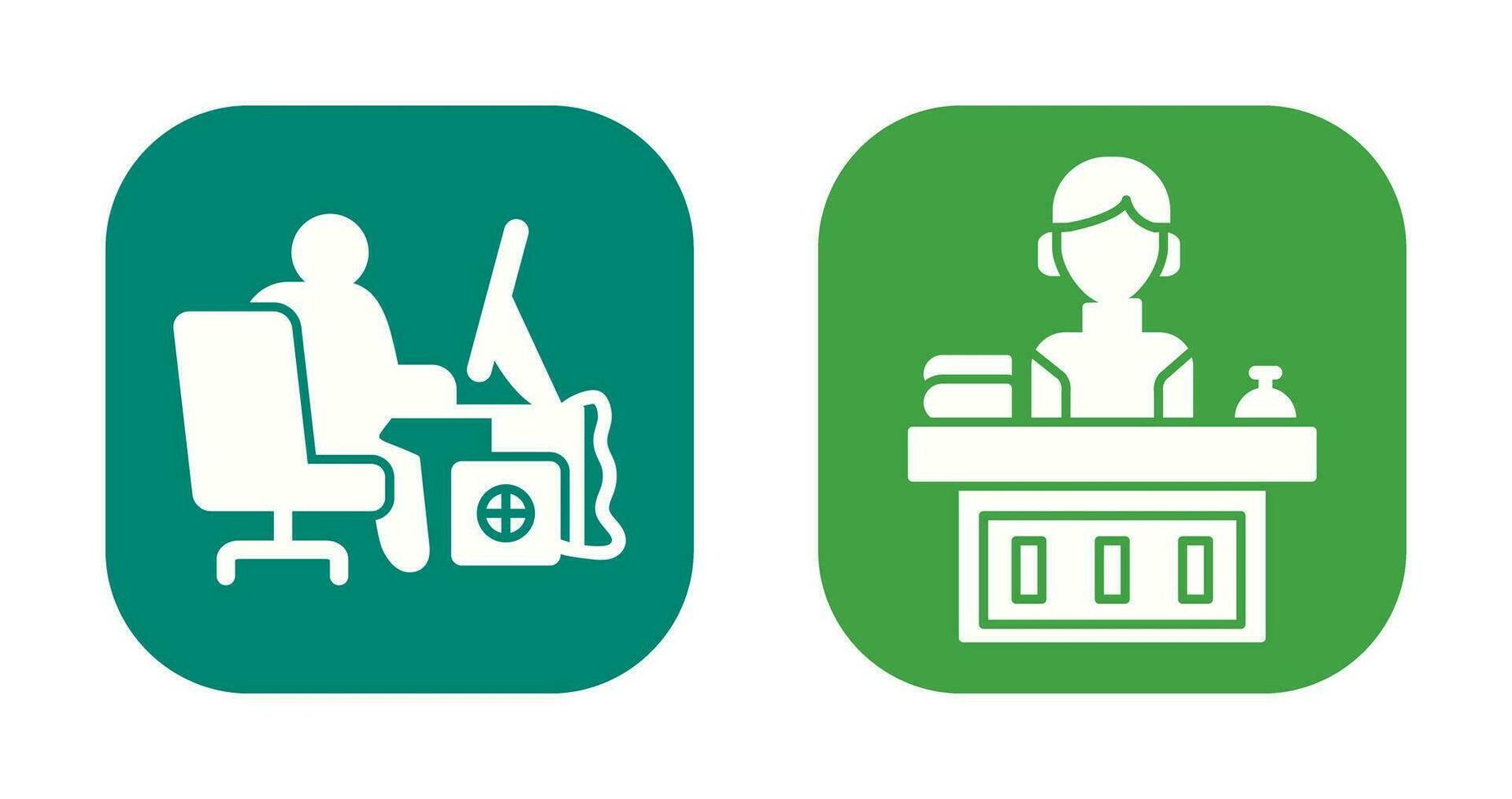 Computer Worker and Office Reception Icon vector
