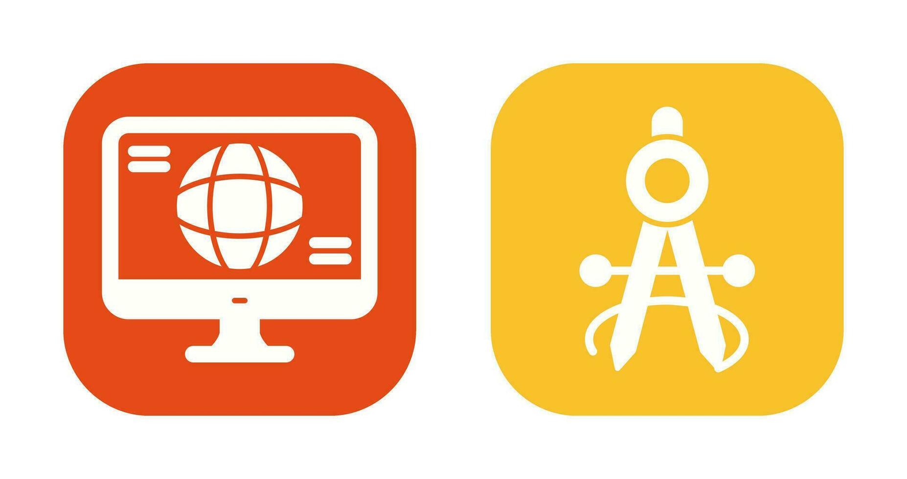 monitor and compass Icon vector