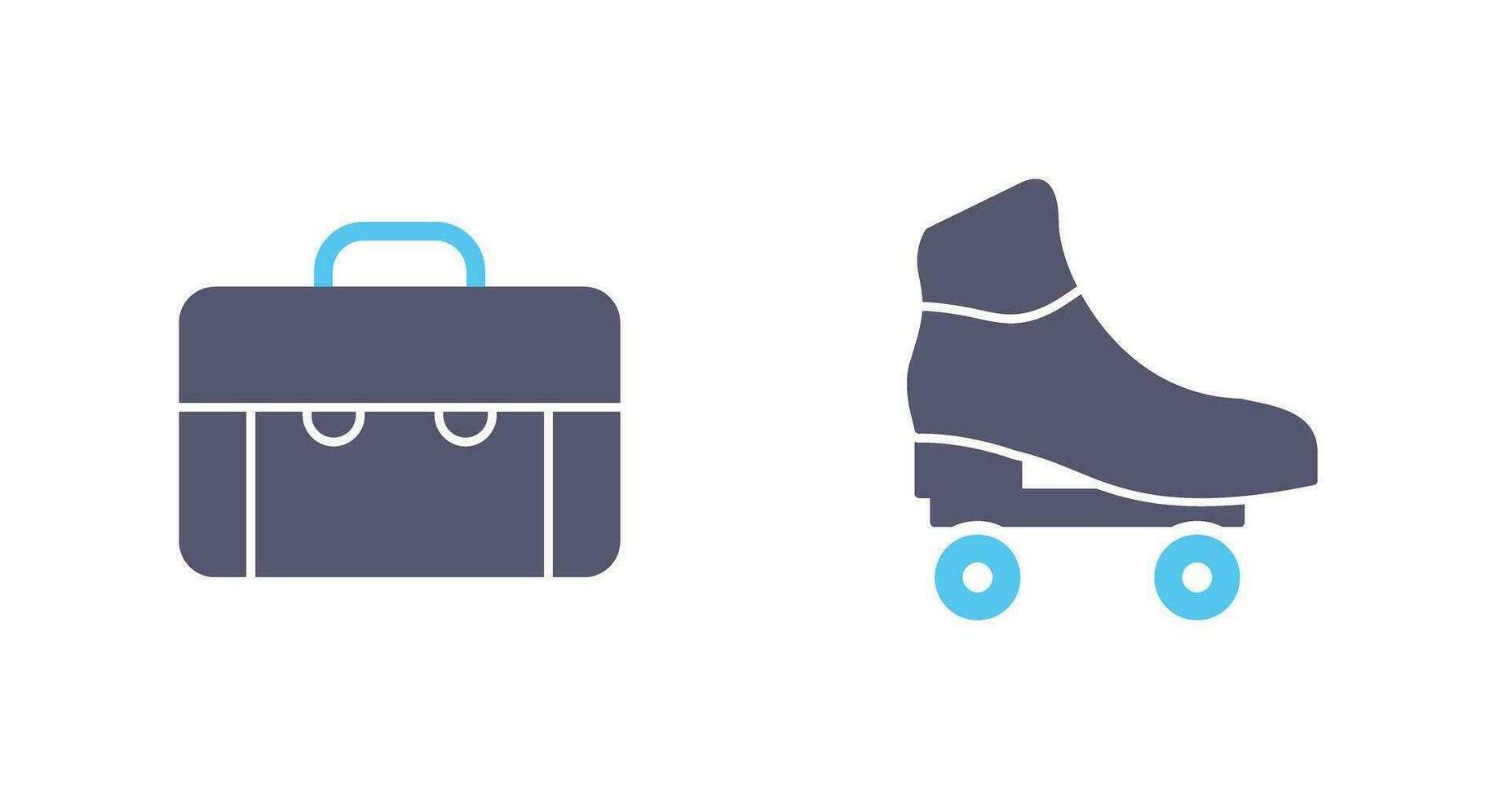 maleta y patines icono vector