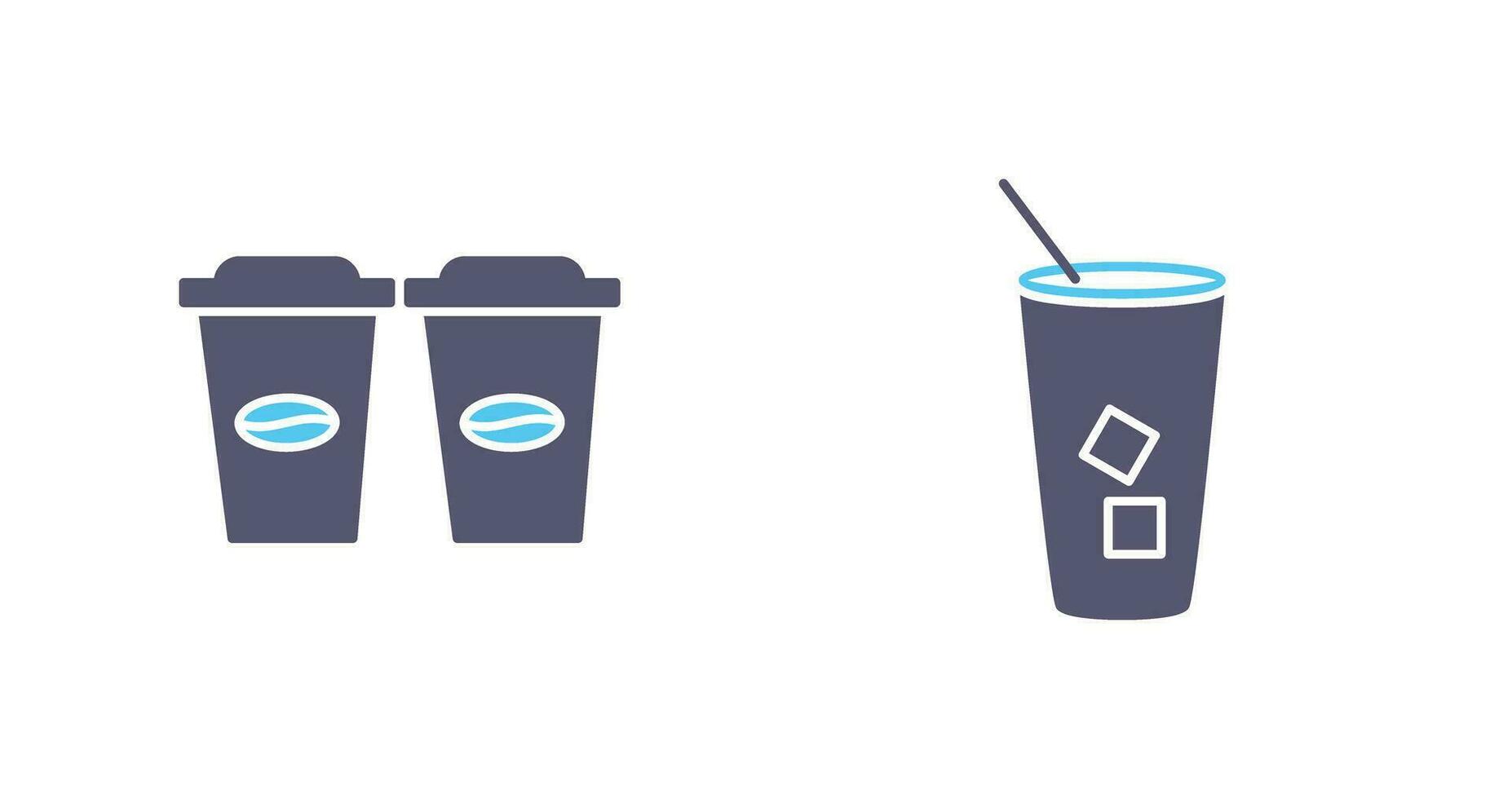 two coffees and Iced Coffee Icon vector