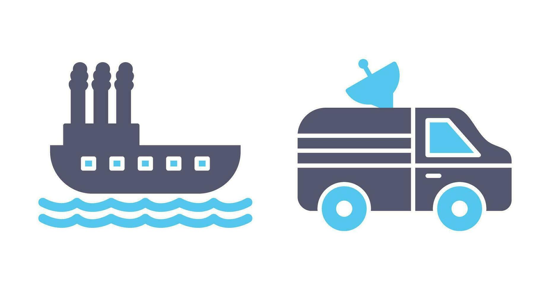 Steamboat and News Van Icon vector