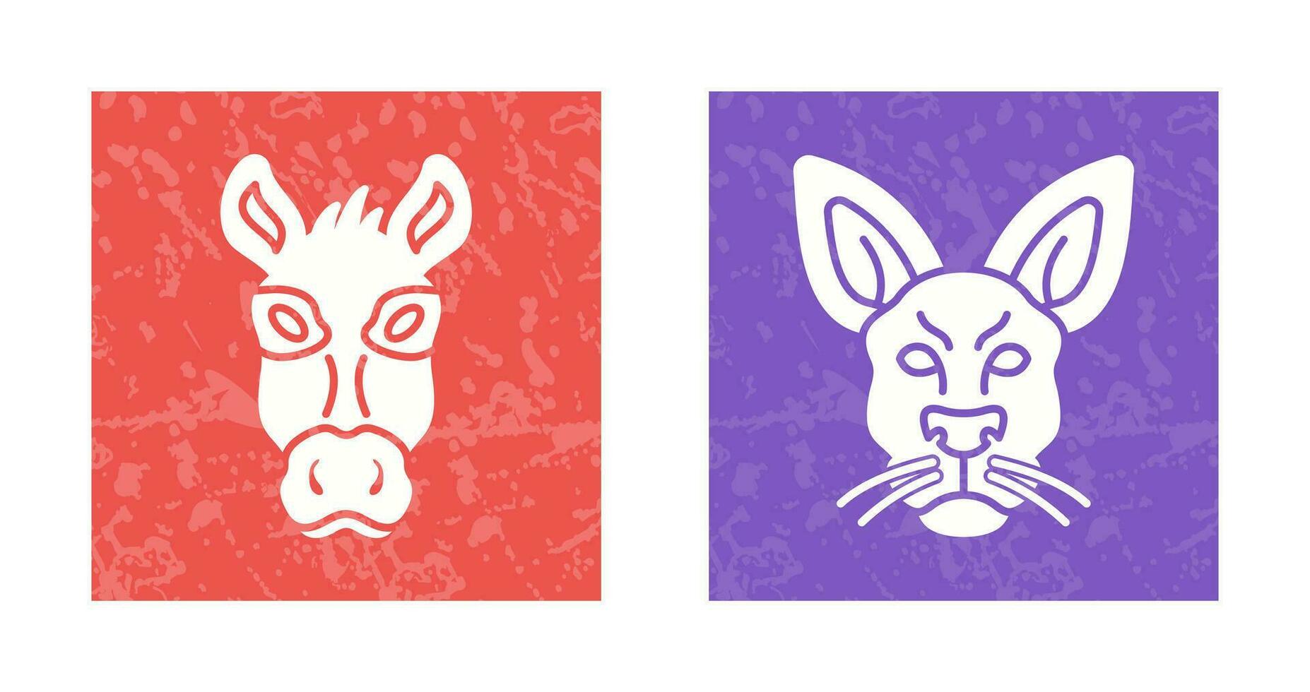 Donkey and Kangaroo Icon vector