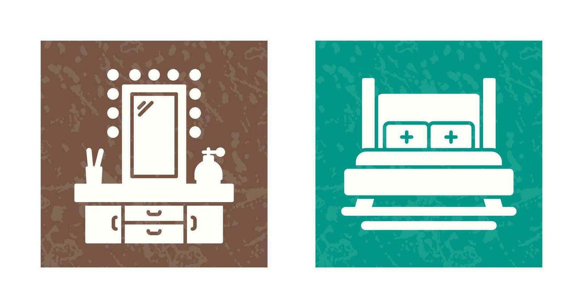 Dressing Table and Bed Icon vector