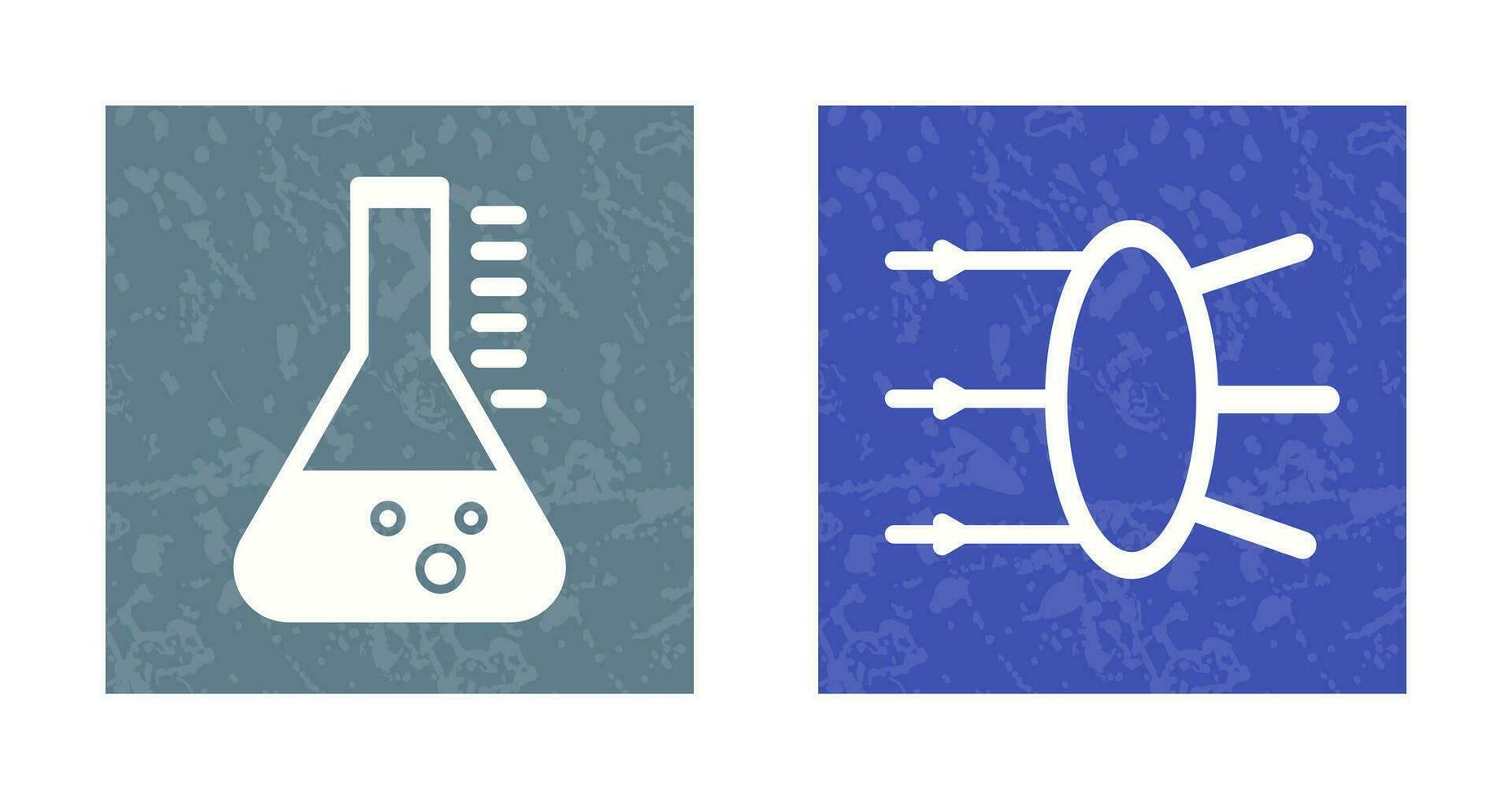 refracción y cubilete icono vector