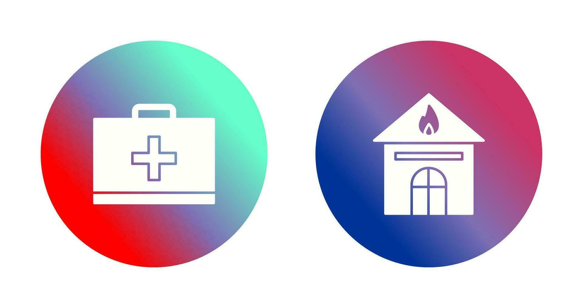 first aid and house on fire Icon vector