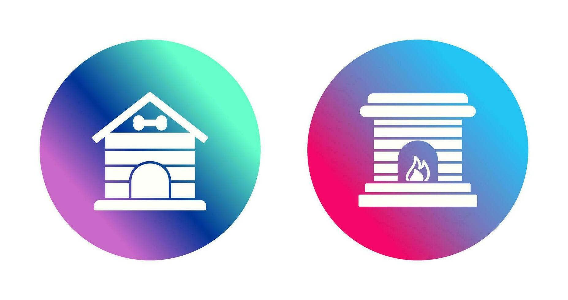 Dog House and Fireplace Icon vector