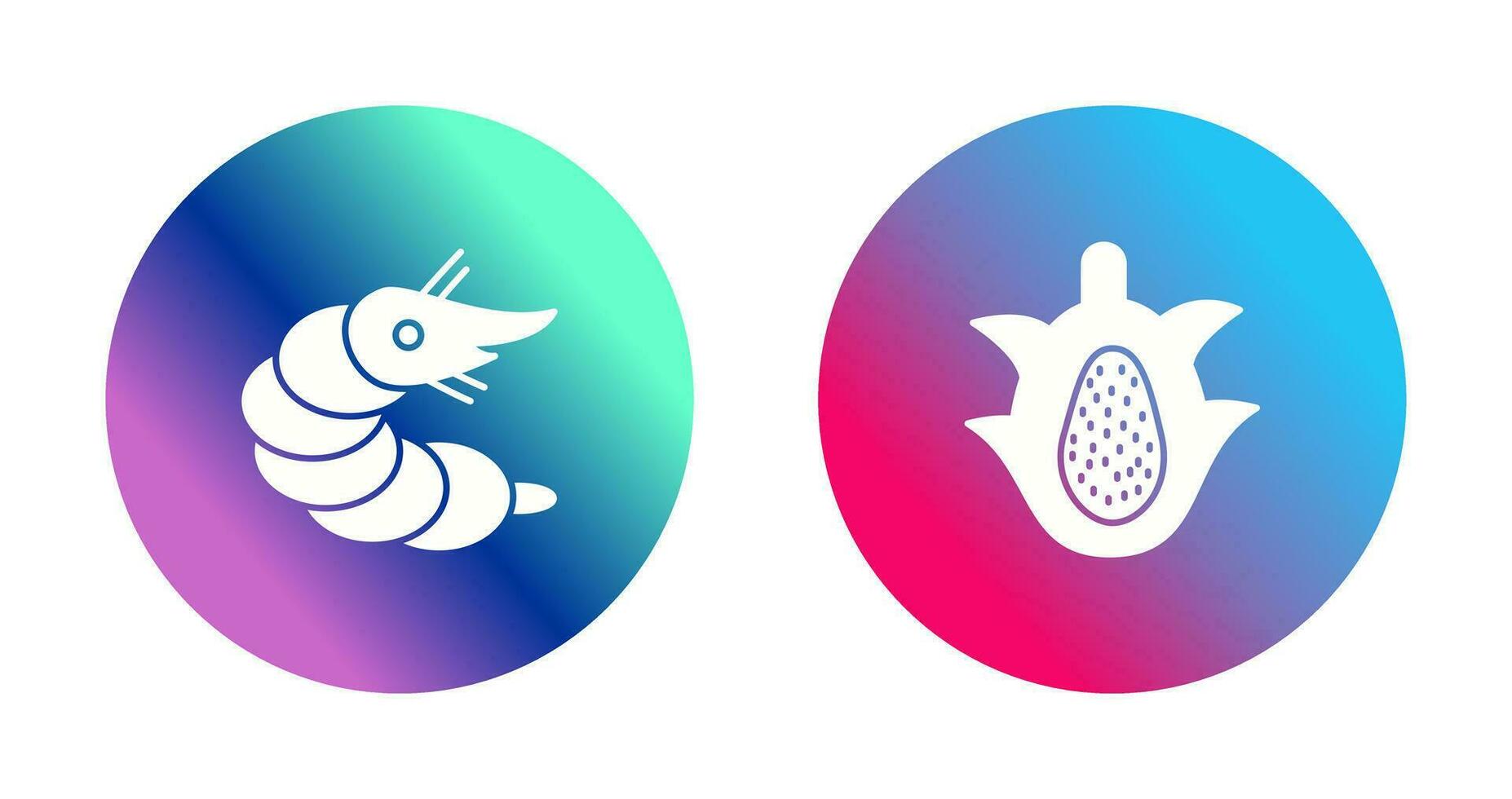camarón y continuar Fruta icono vector