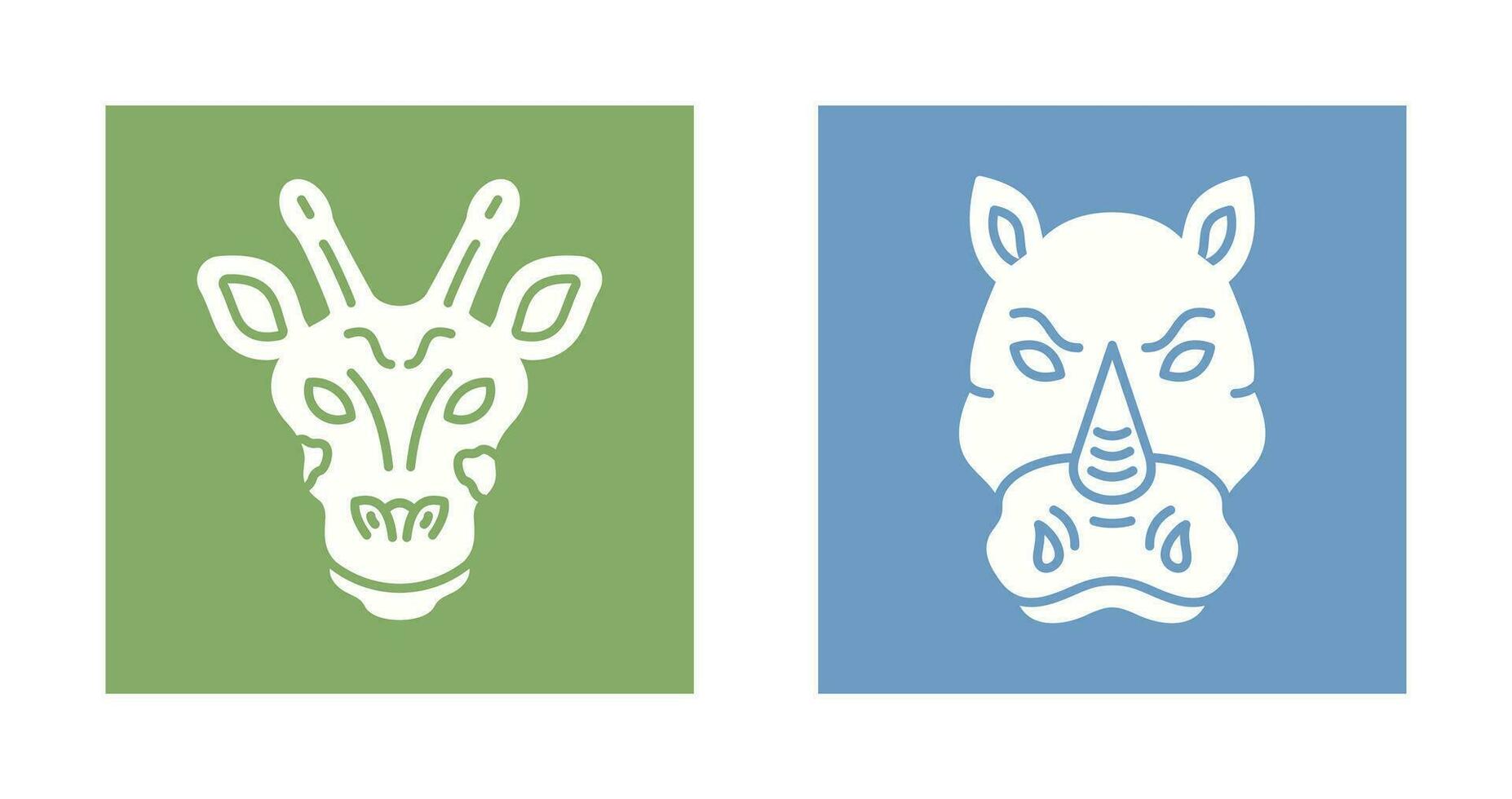 Giraffe and Rhino Icon vector