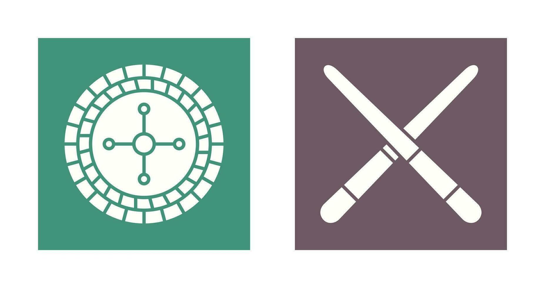 roulette and Pool cue  Icon vector