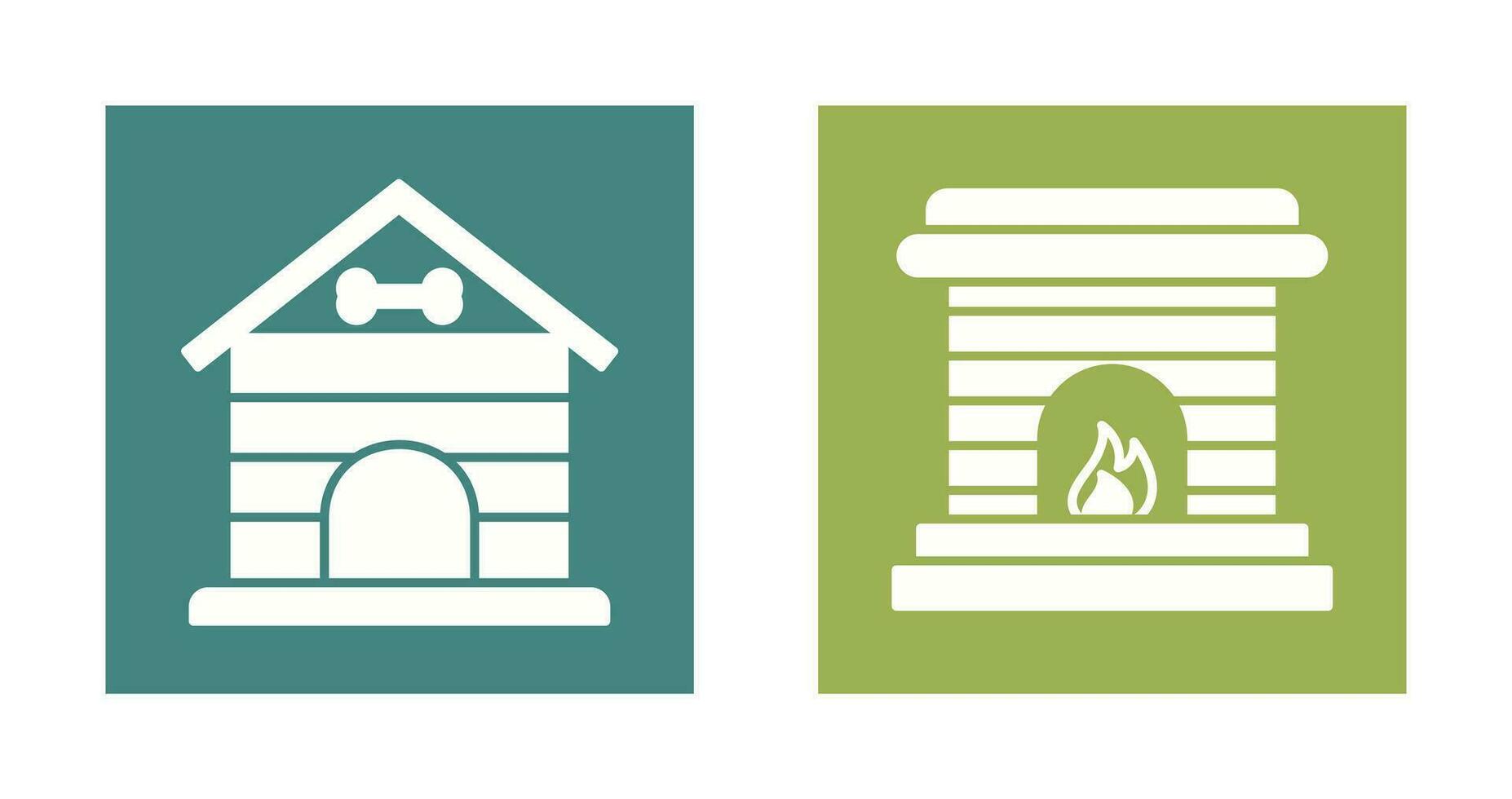 Dog House and Fireplace Icon vector