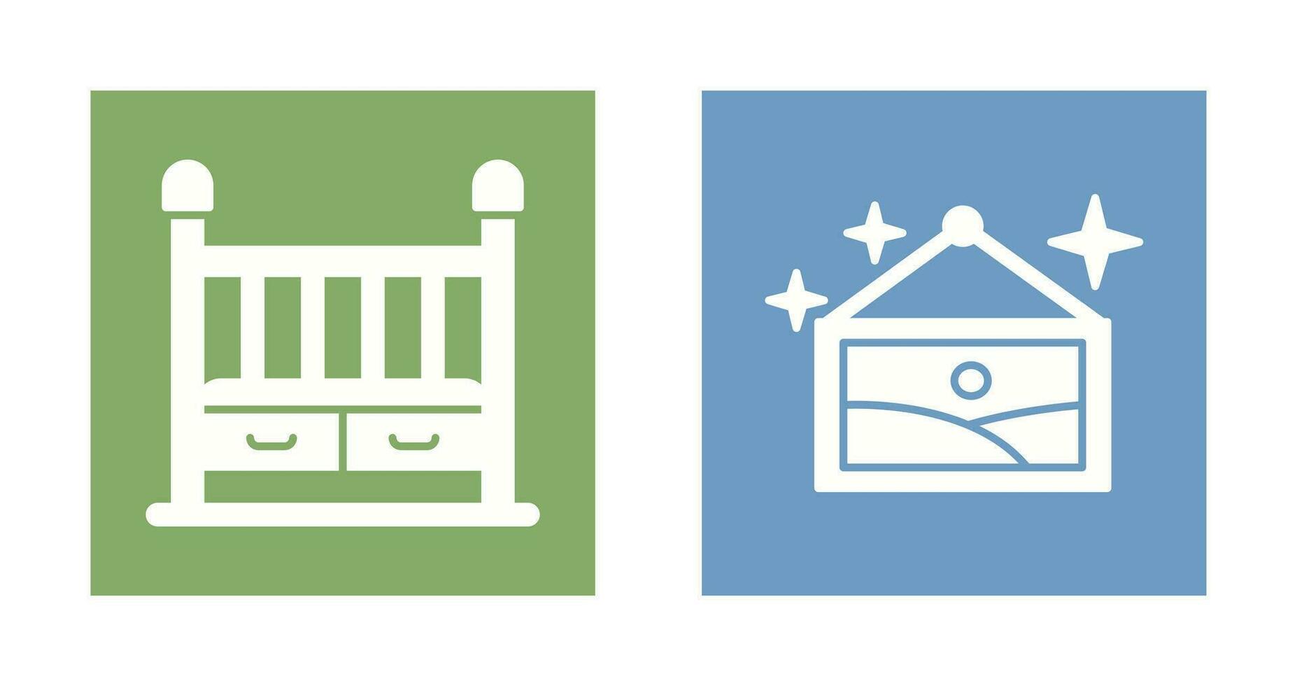 Baby Crib and Picture Icon vector