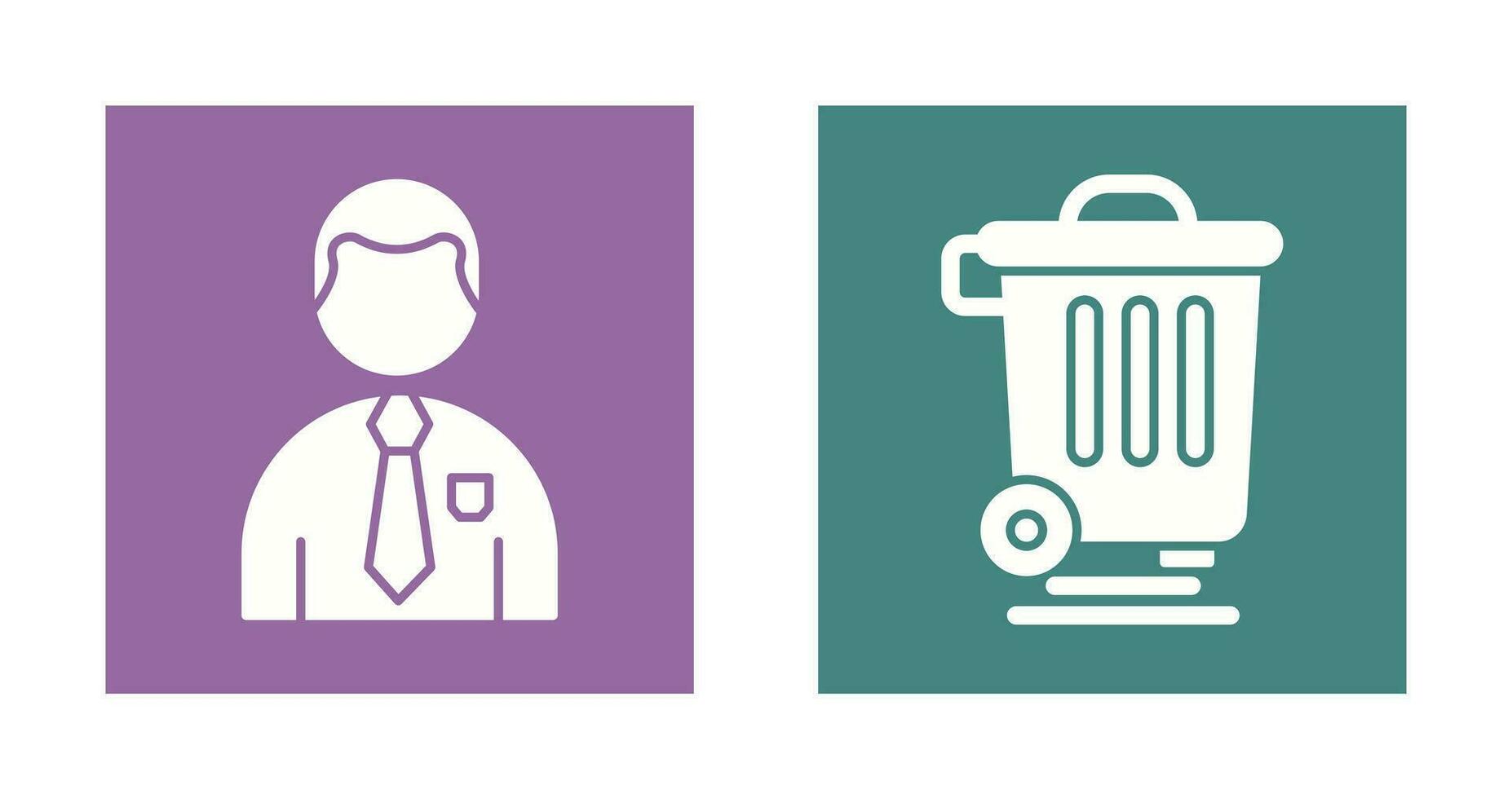 Employee and Dustbin Icon vector