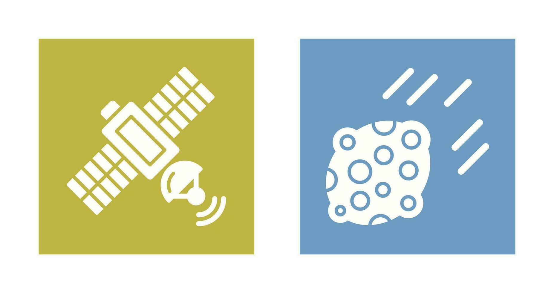 satélite y asteroide icono vector