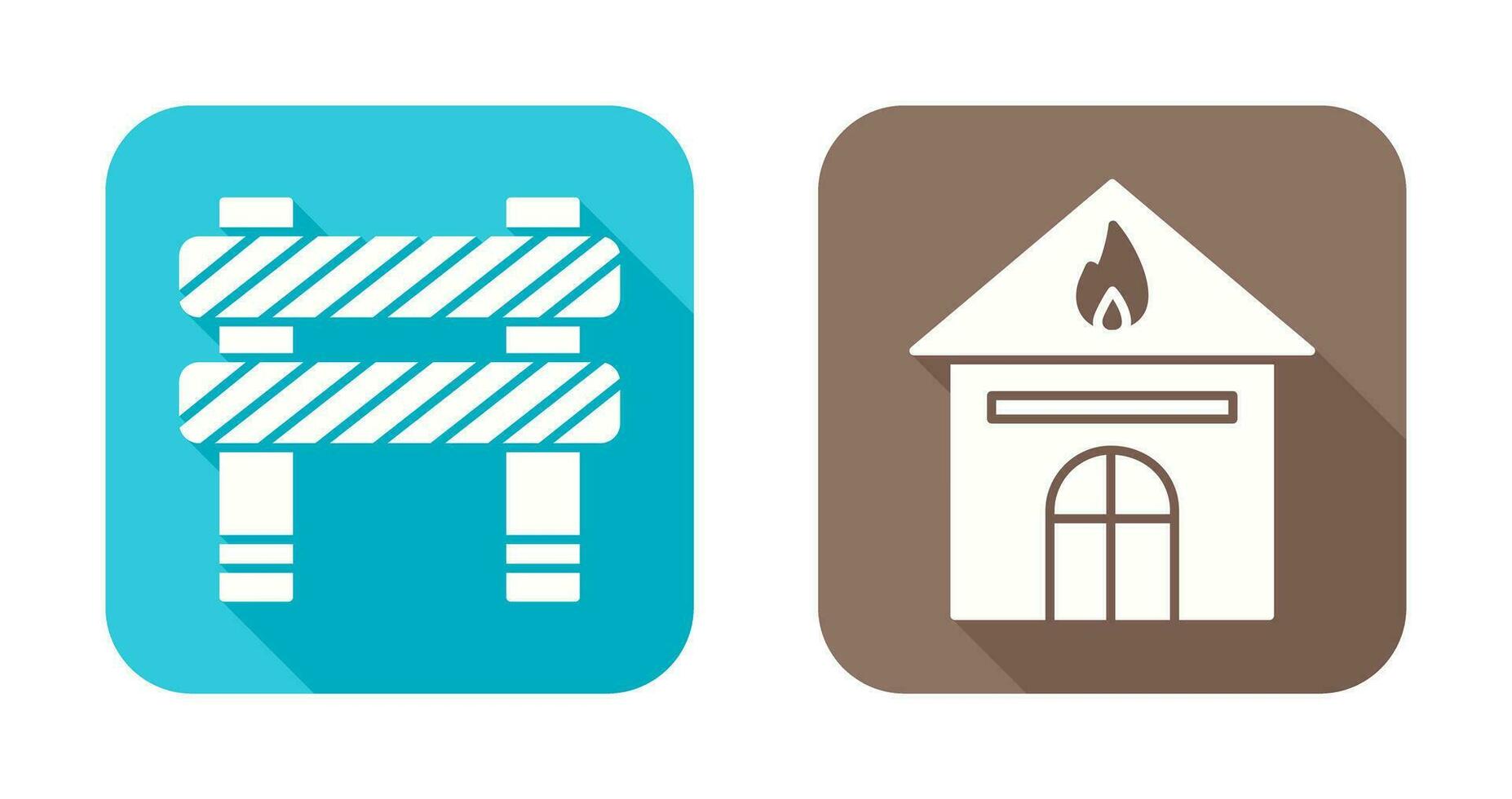 barrier and house on fire Icon vector