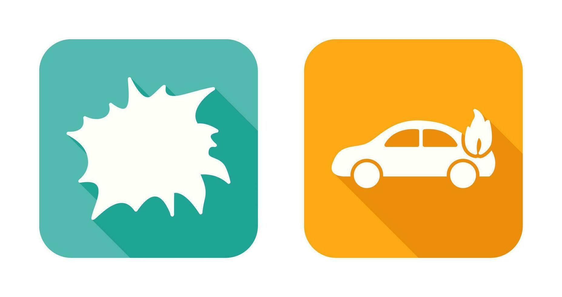 explosion and car on fire  Icon vector