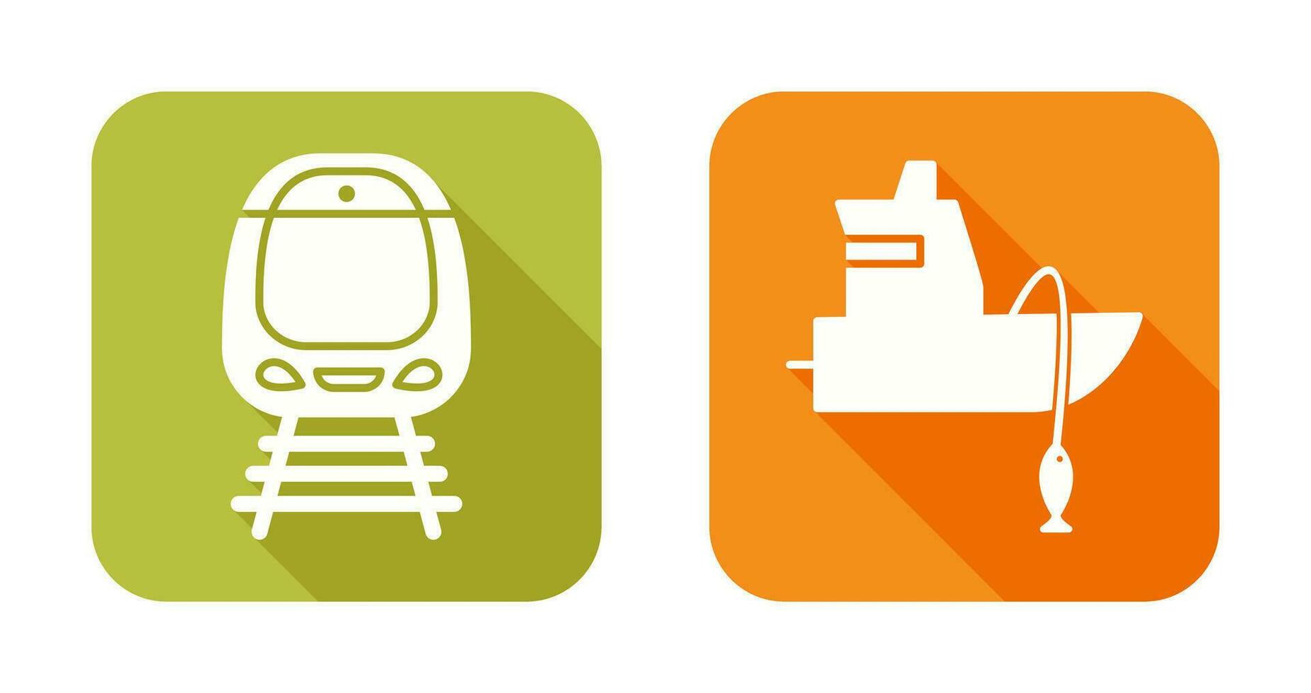 Train and Fishing Boat Icon vector