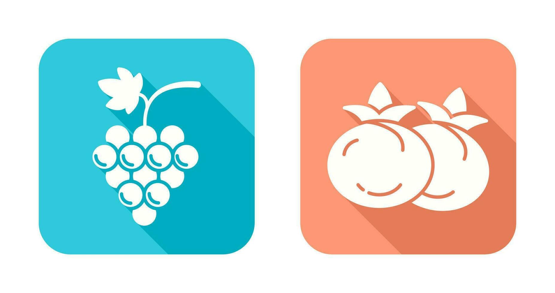 uvas y tomate icono vector