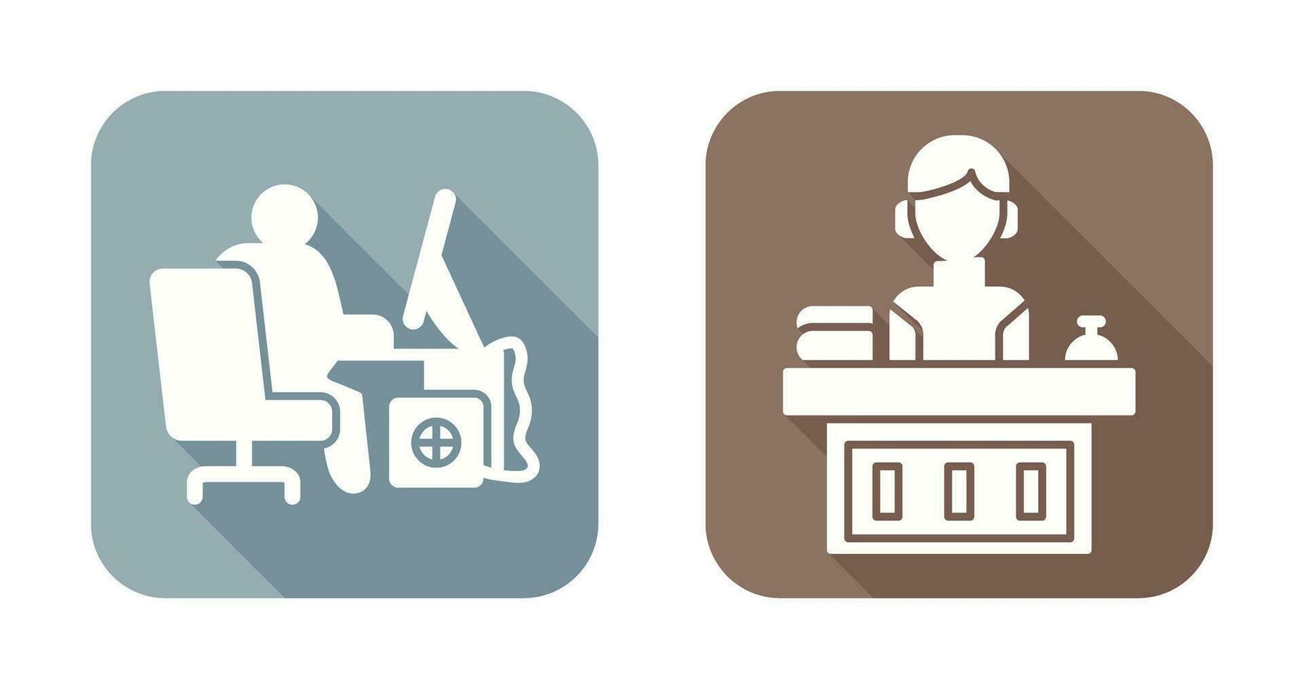 Computer Worker and Office Reception Icon vector