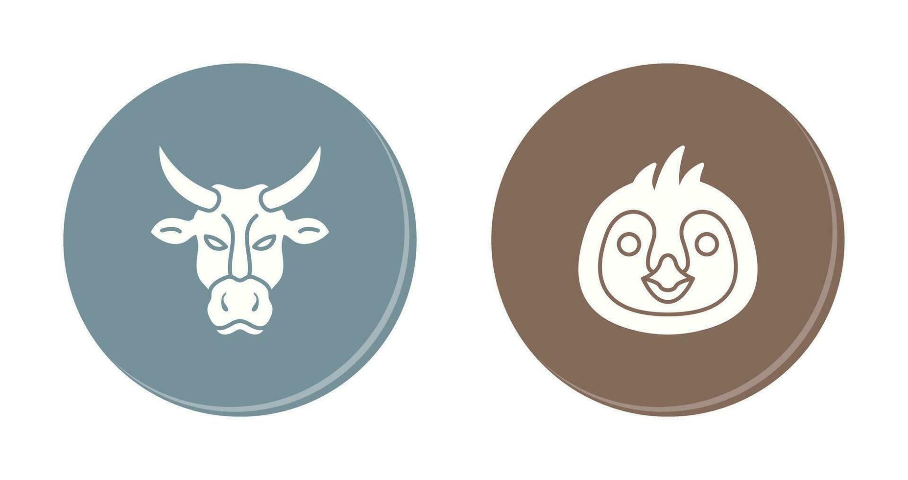 Cow and Penguin Icon vector