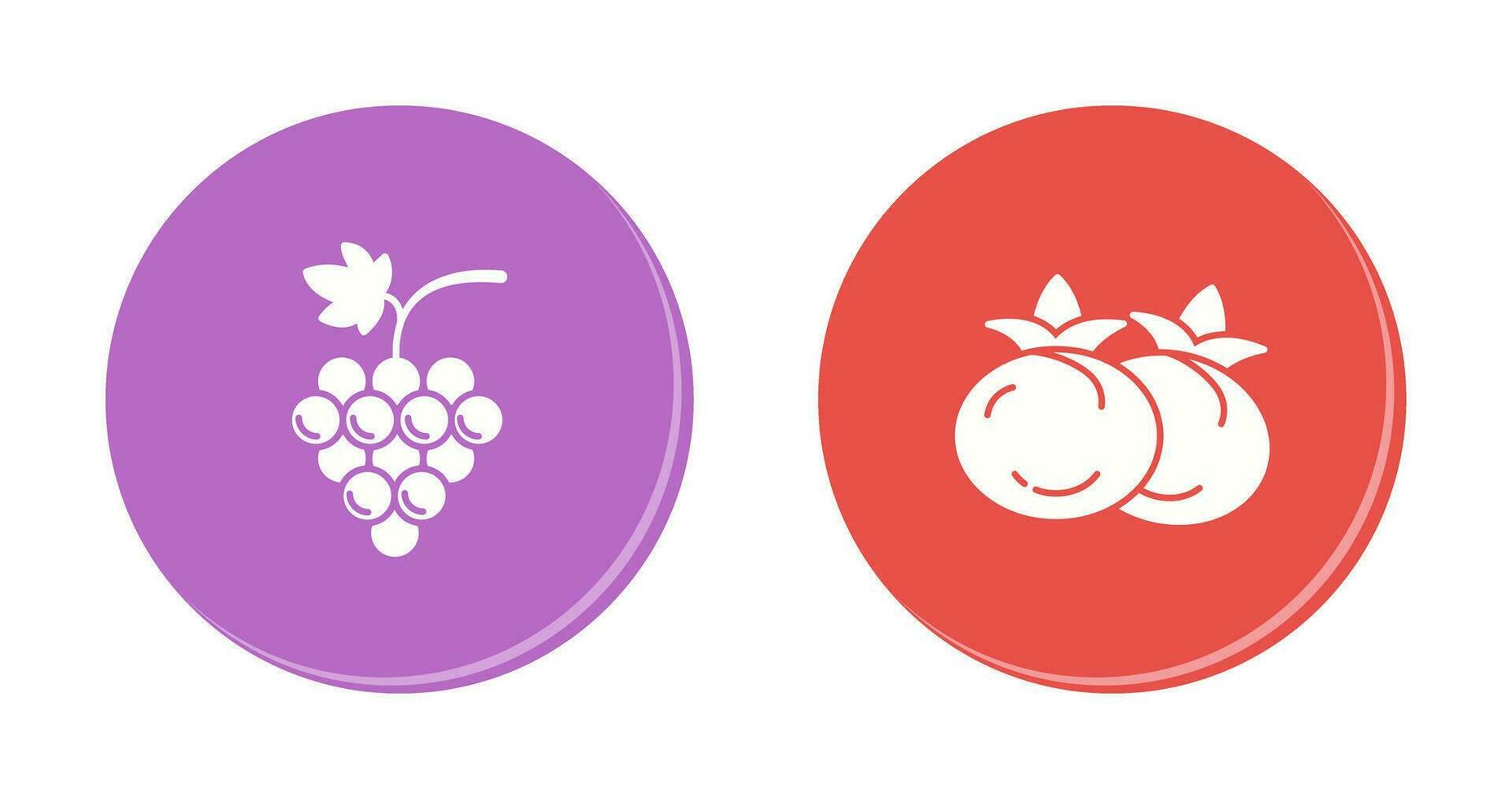 uvas y tomate icono vector