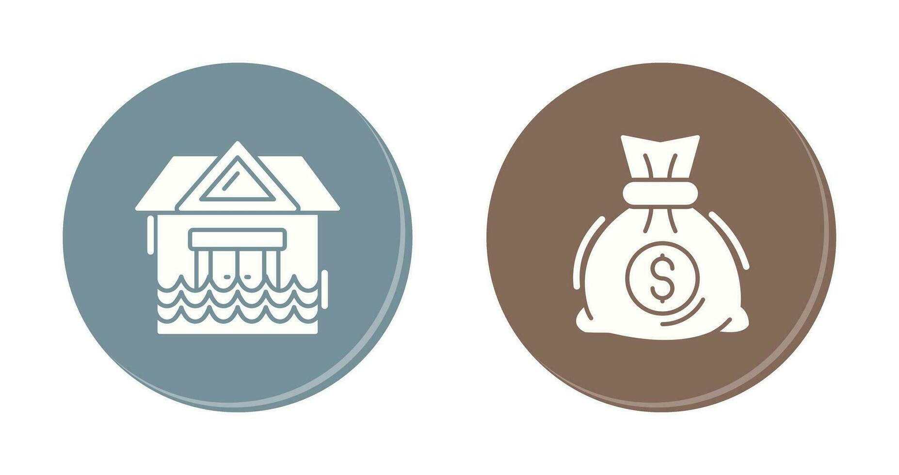 natural desastre y dinero bolso icono vector