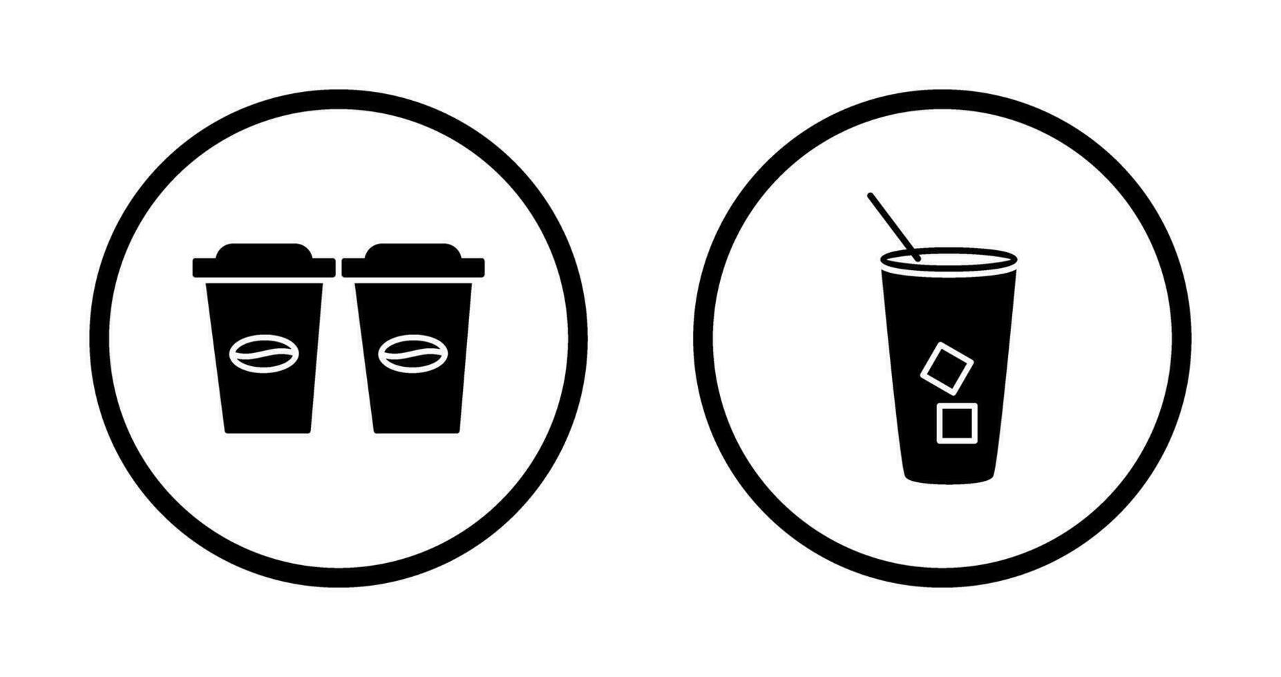 two coffees and Iced Coffee Icon vector