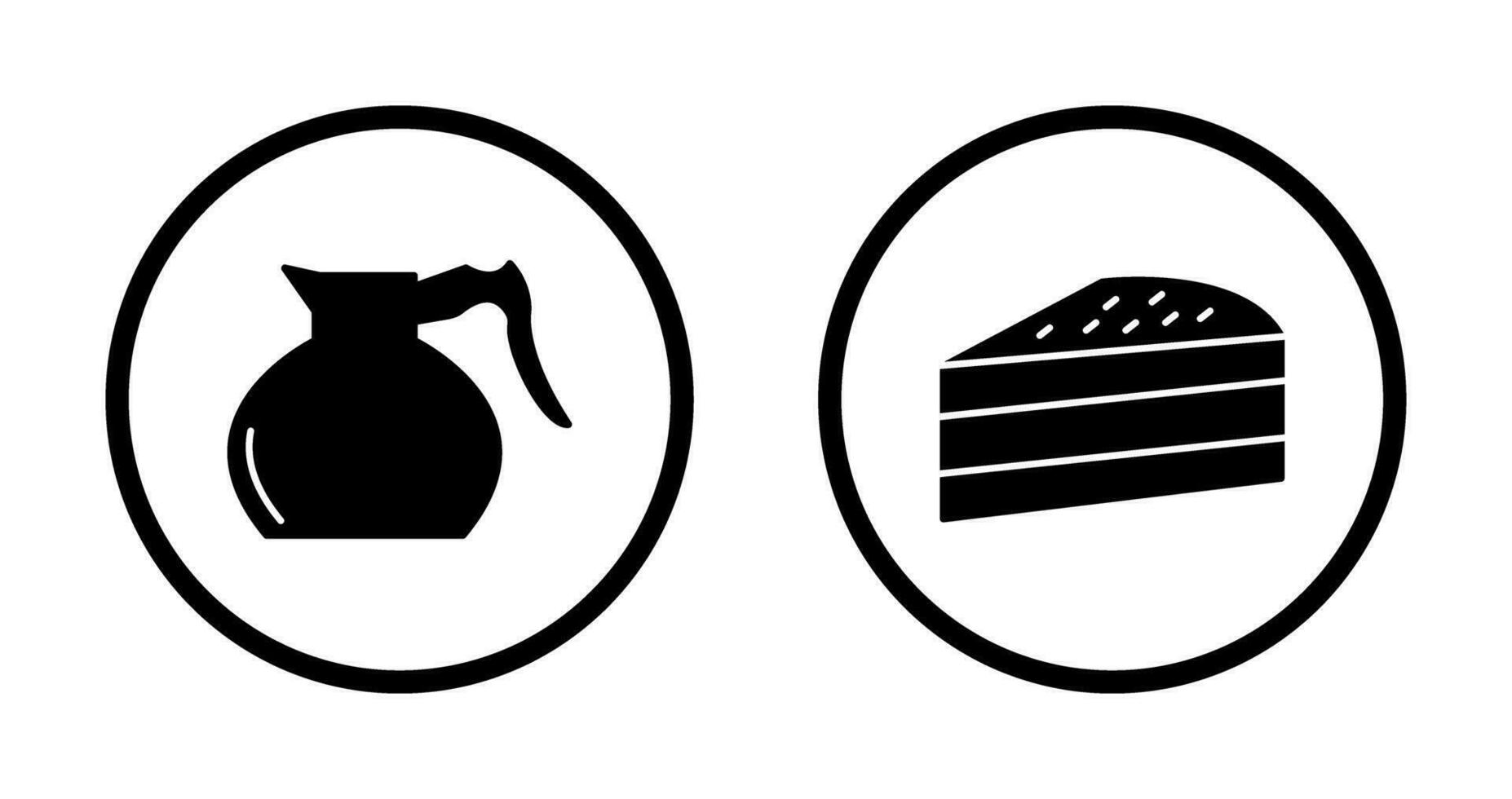 cake slice and coffee pot  Icon vector