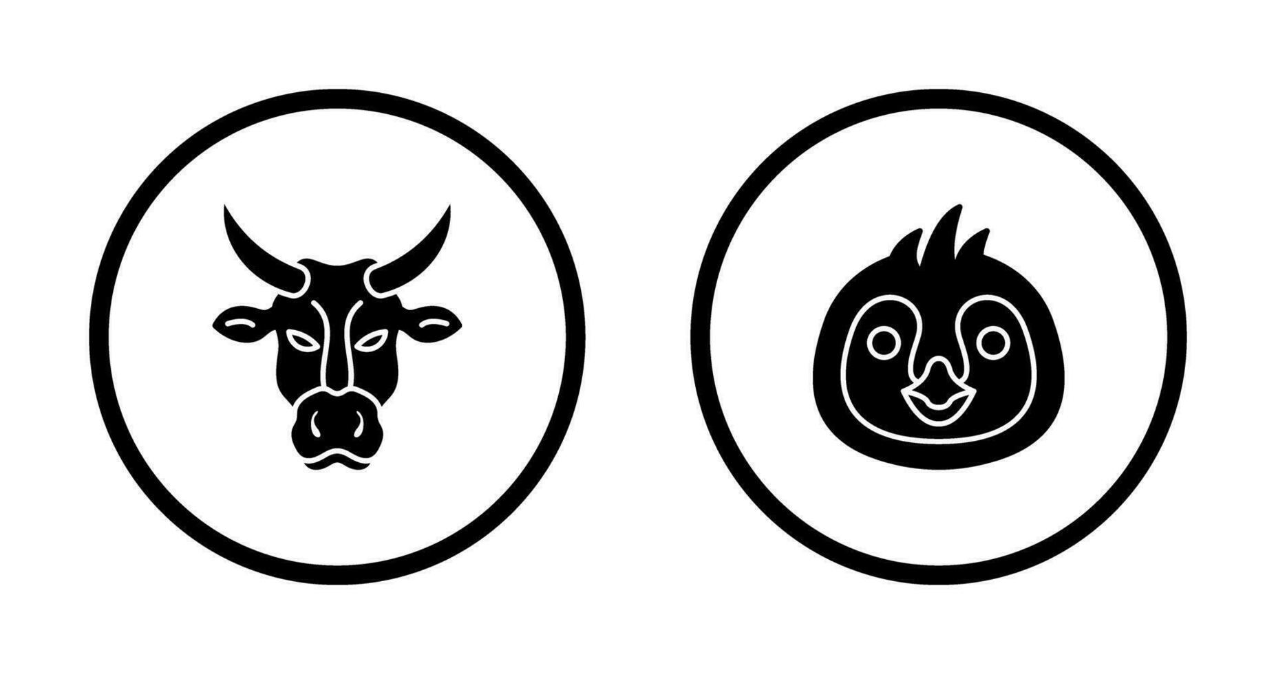 Cow and Penguin Icon vector