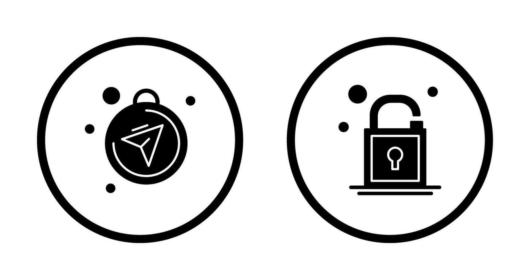 Compass and Open Lock Icon vector