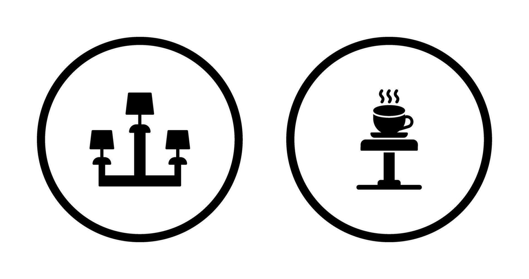 lámpara y café mesa icono vector