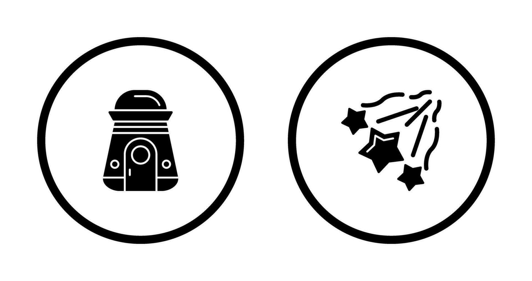 space capsule And falling stars Icon vector