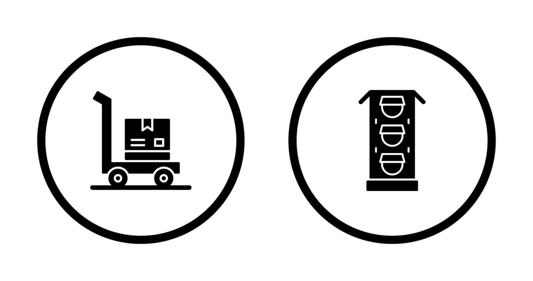 trolly and traffic light  Icon vector