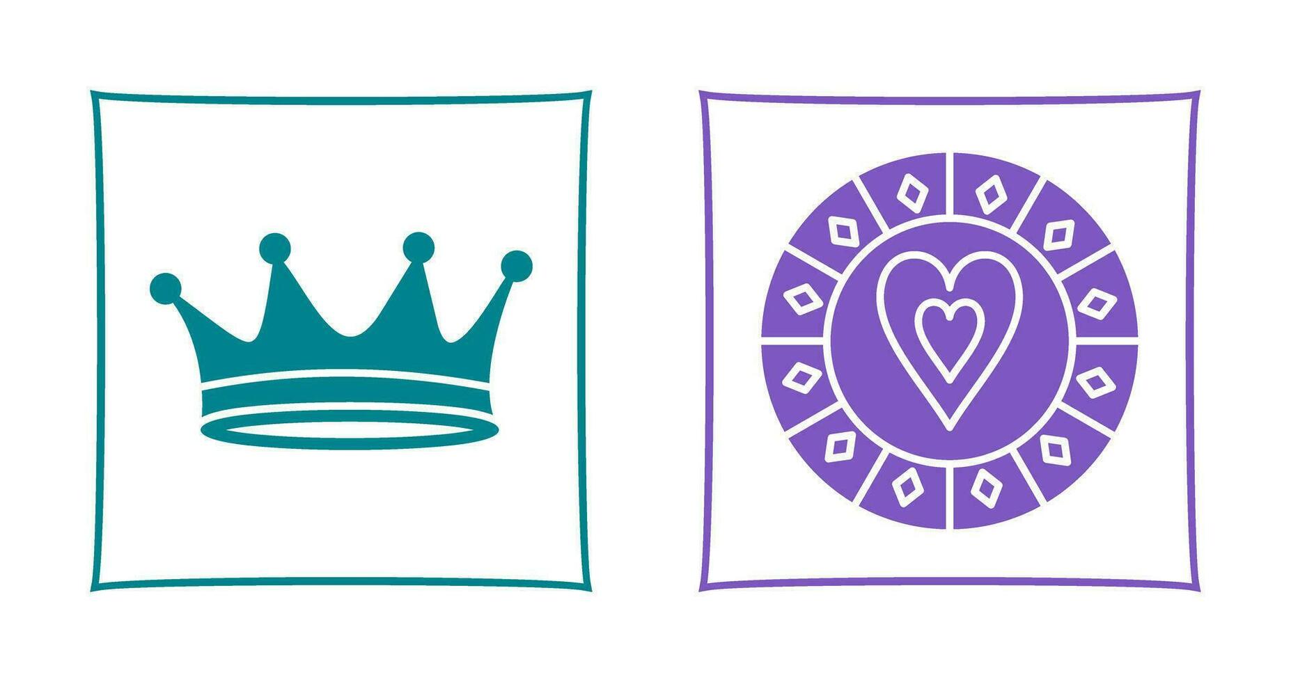king crown and heart chip Icon vector