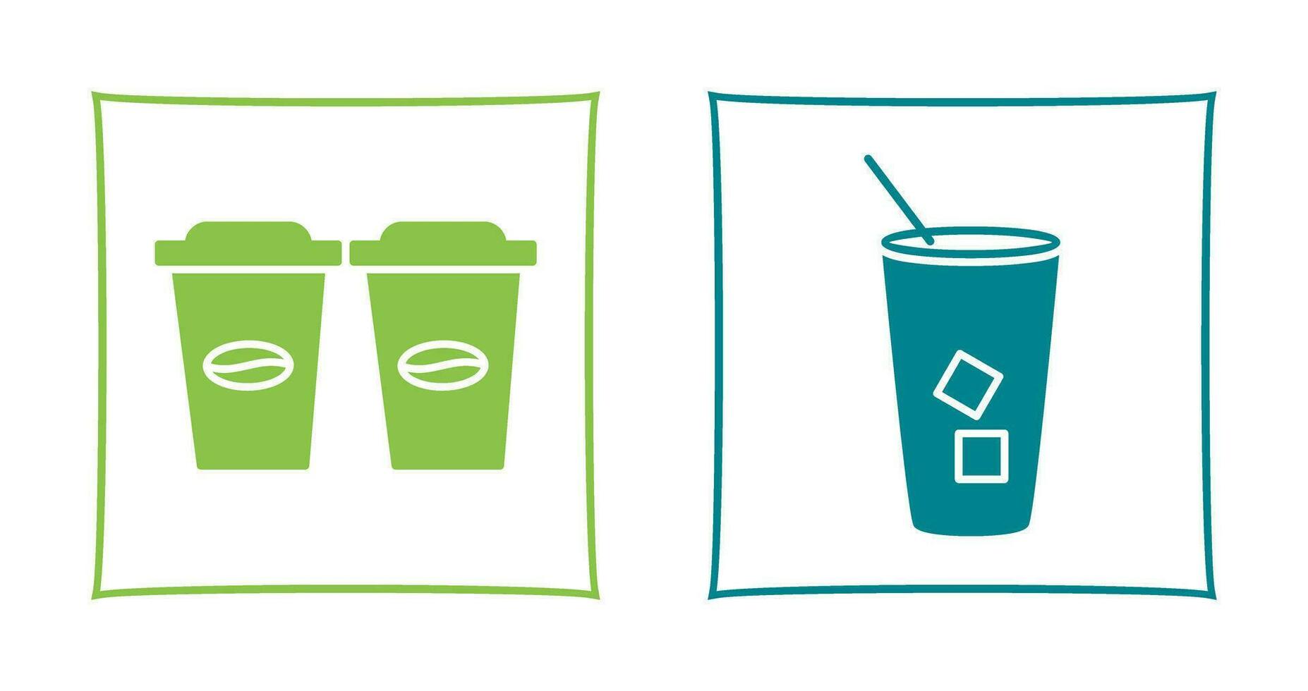 two coffees and Iced Coffee Icon vector