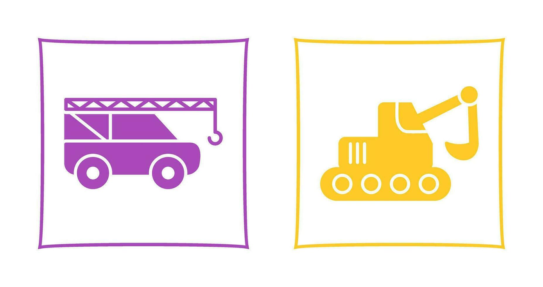 Crane and Escavator Icon vector