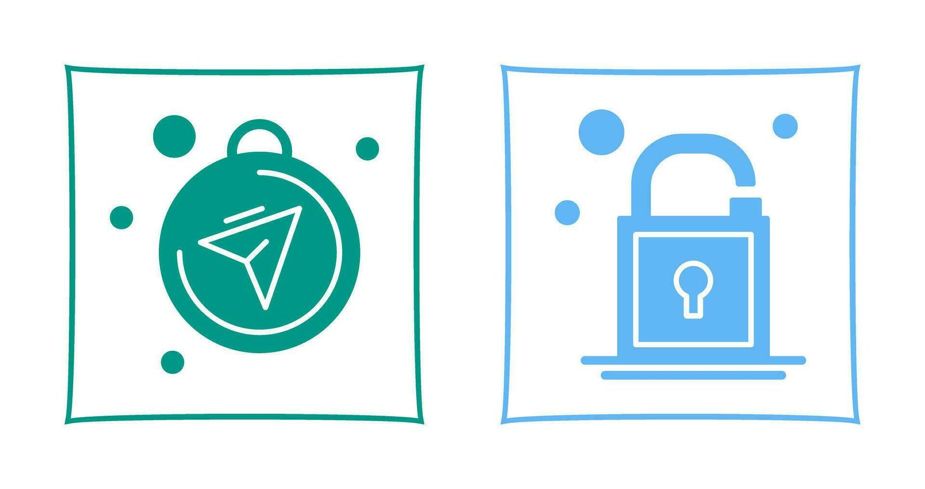 Compass and Open Lock Icon vector