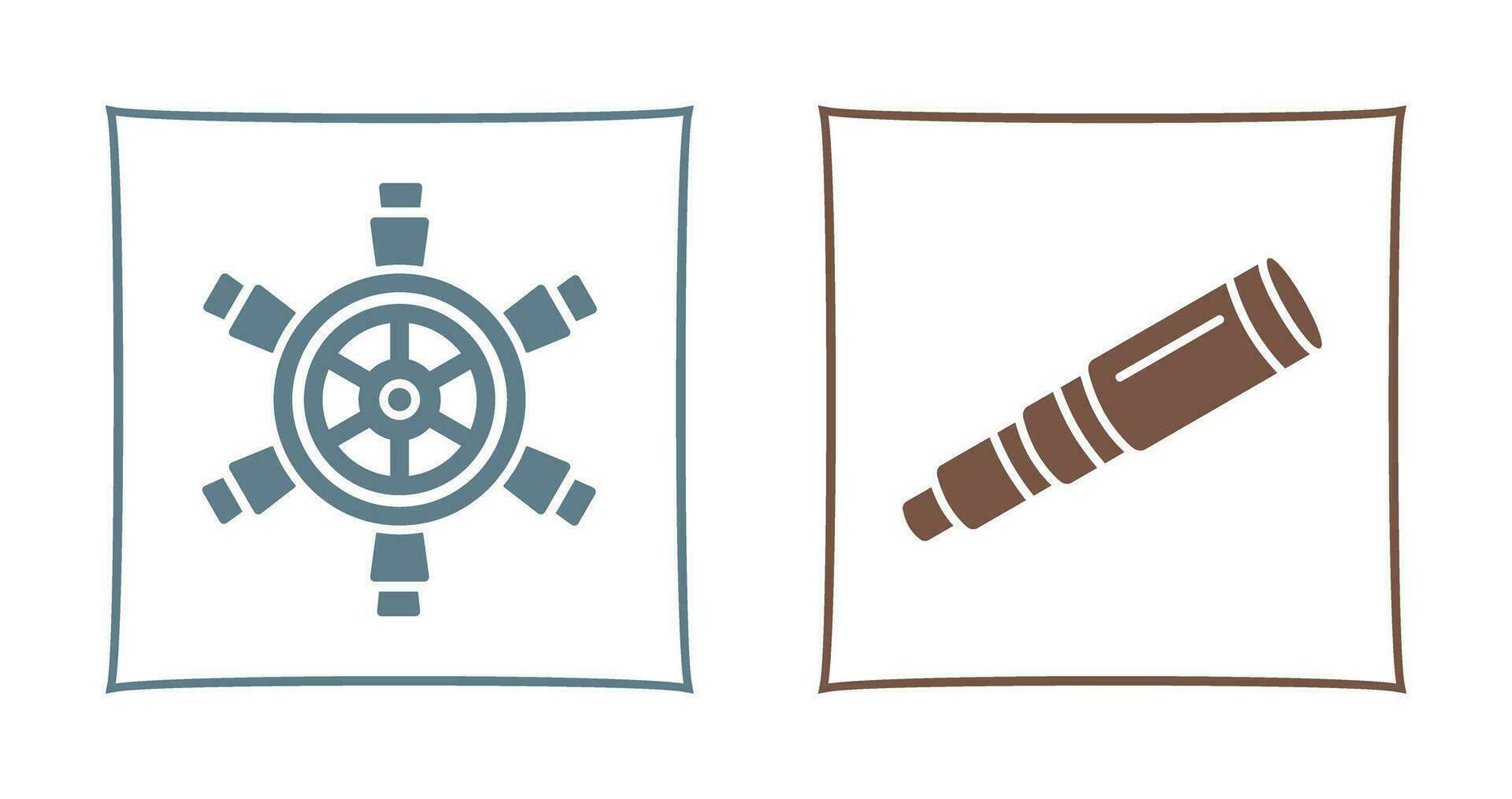 Ship Wheel and Binocular Icon vector