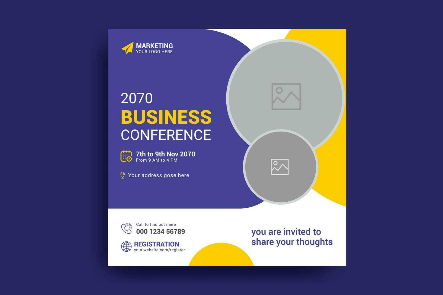 conference social media posts and banner design vector